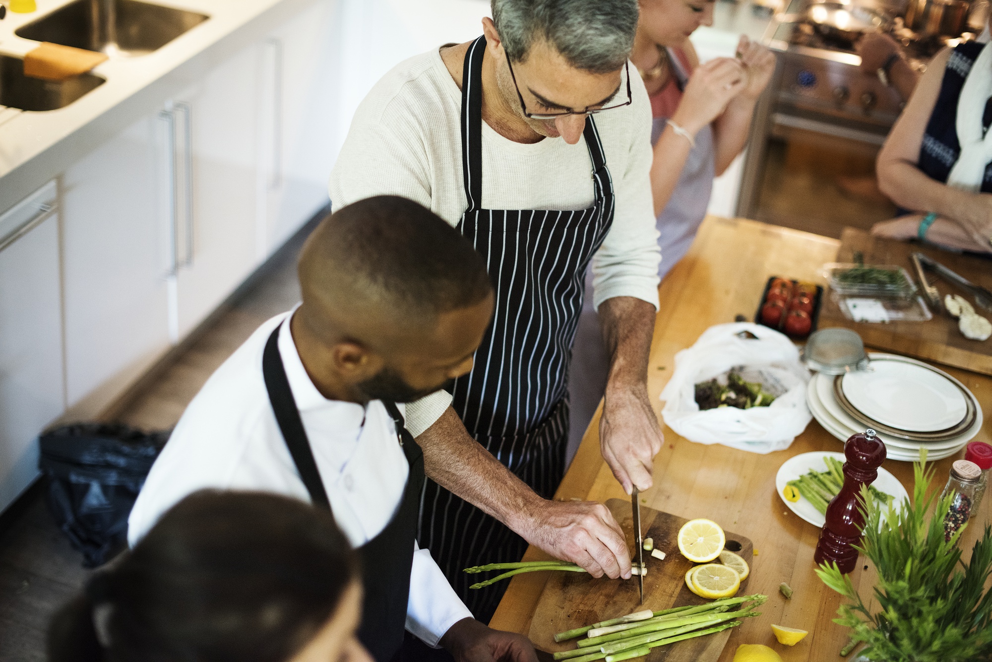 Small team in artisanal kitchen